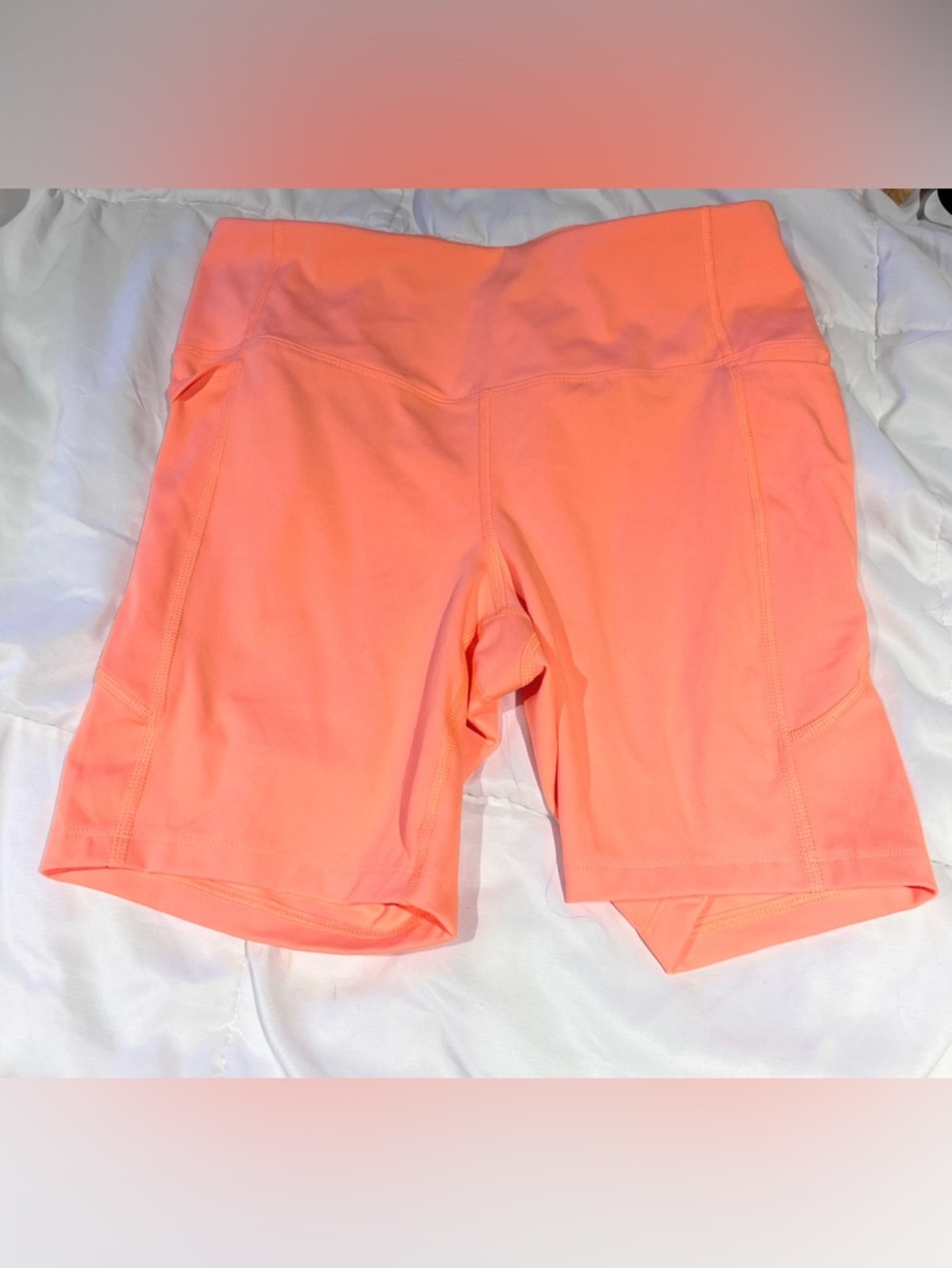 🌞 Bundle 3/$12 Women’s High-Waist Bright Orange Active Shorts Size Large